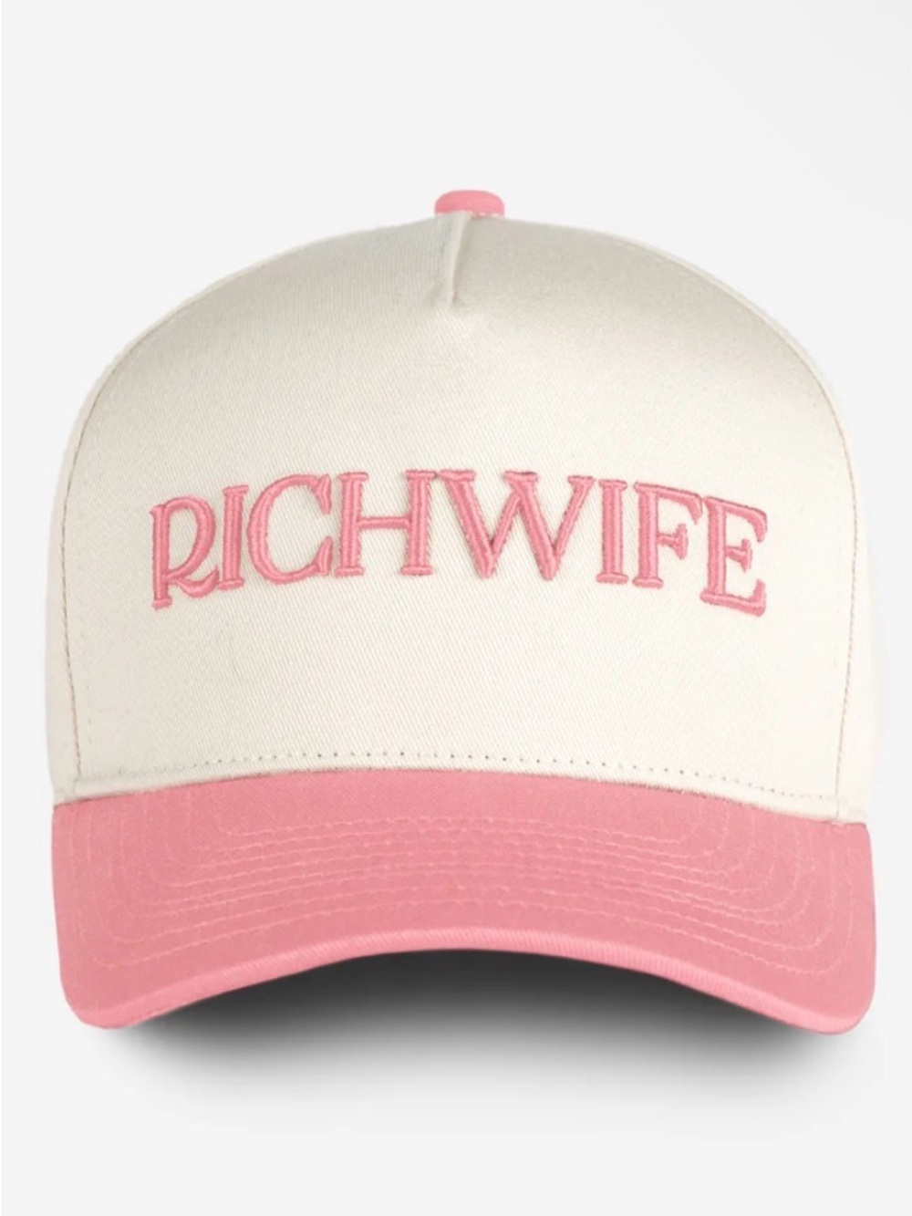 Richwife Pink and Cream Embroidered Trucker Cap